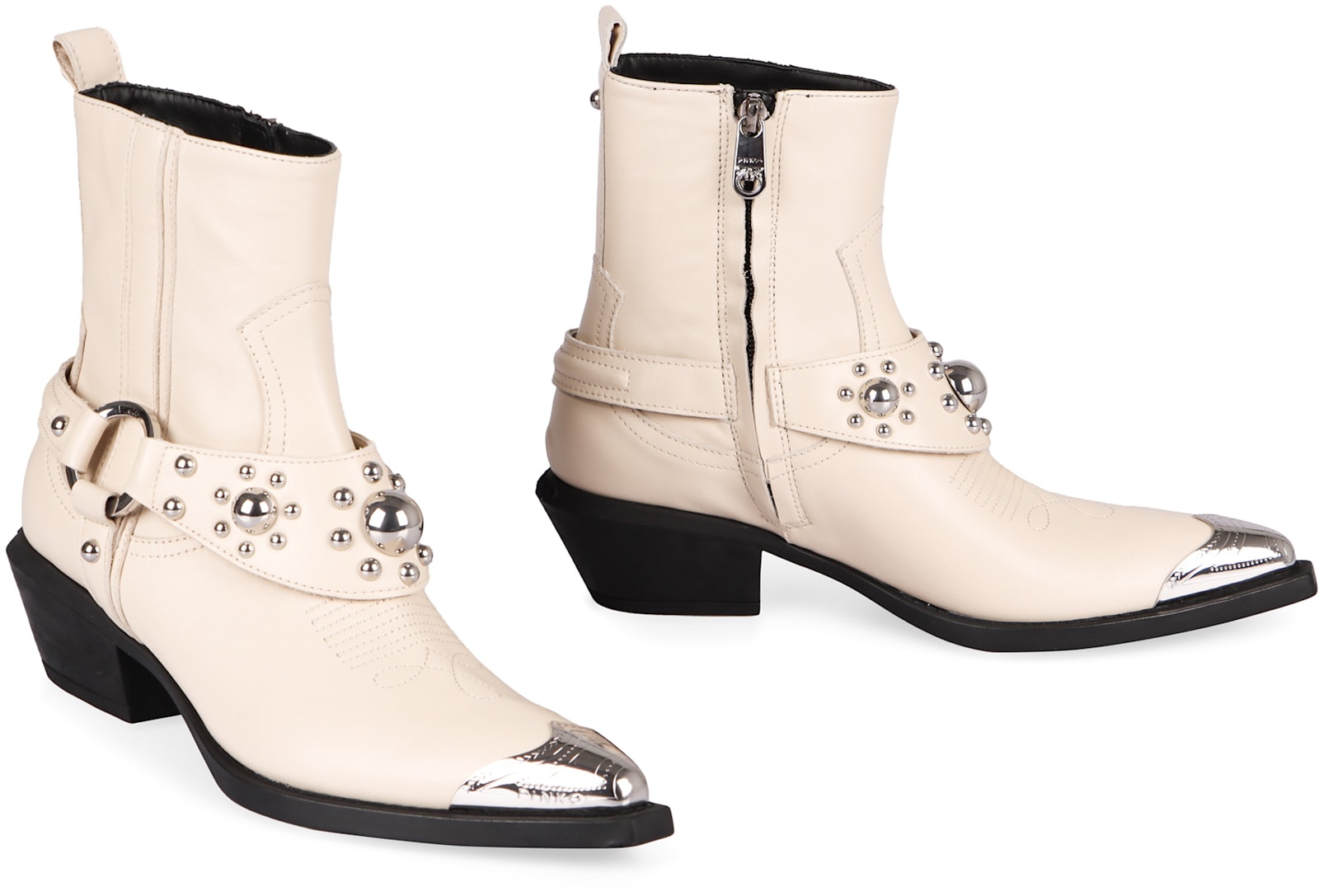 Shop Pinko Western-style Boots In Ivory