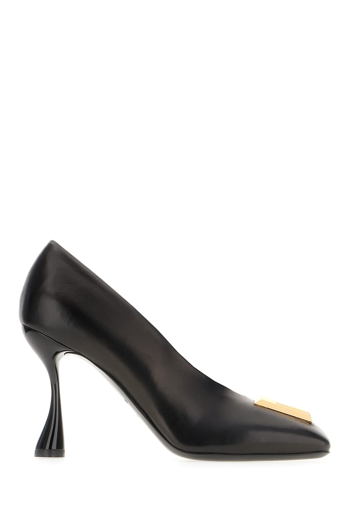 Shop Balmain Black Leather Pumps In Noir