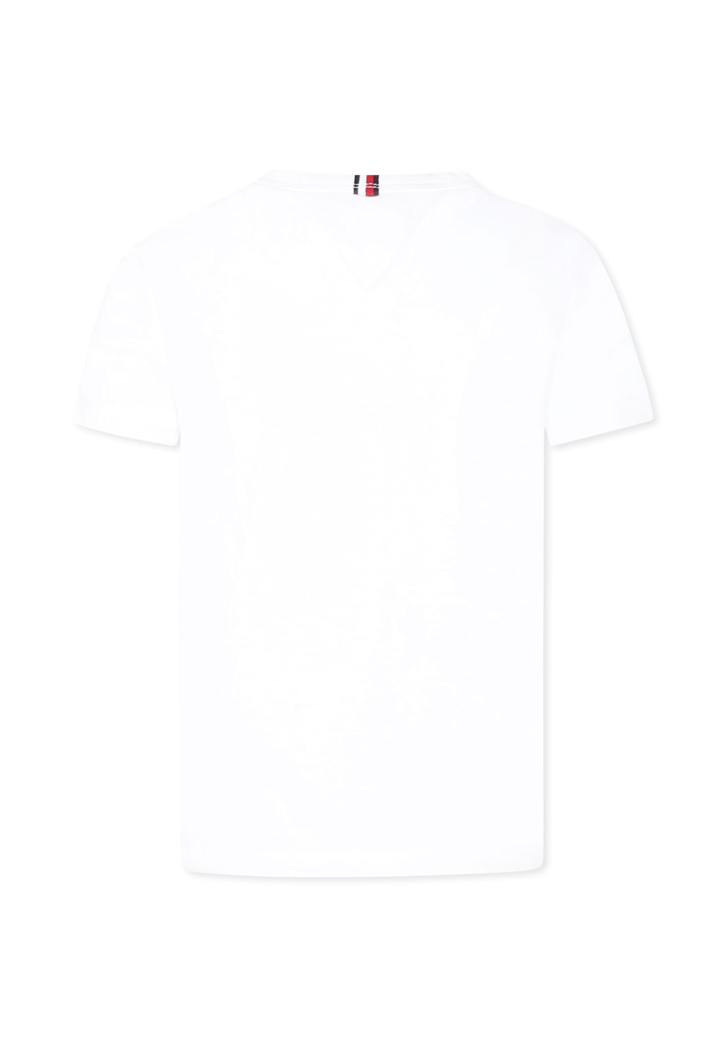 Tommy Hilfiger White T-shirt For Boy With Flags In White