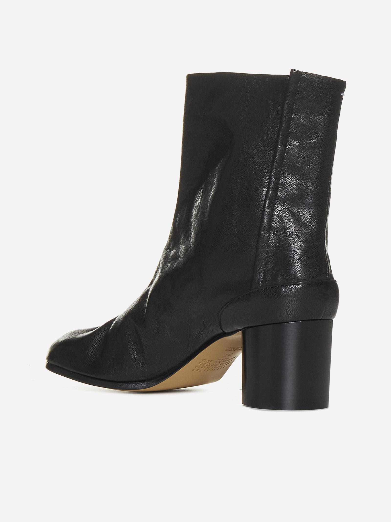 Shop Maison Margiela Tabi Leather Ankle Boots In Black