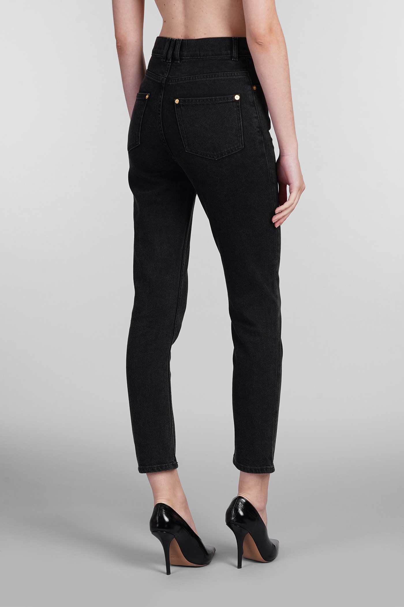 Shop Balmain Jeans In Black Cotton