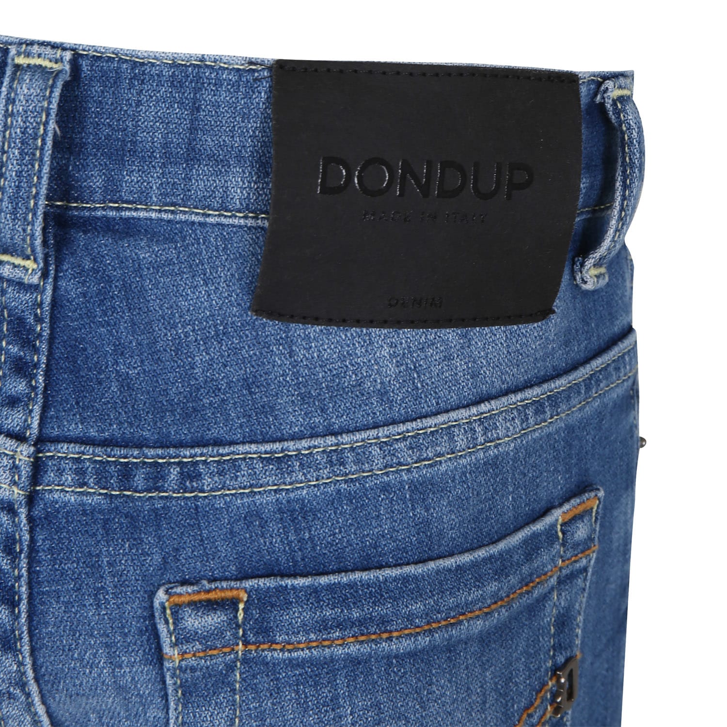 Shop Dondup Blue Jeans For Boy With Logo In Denim