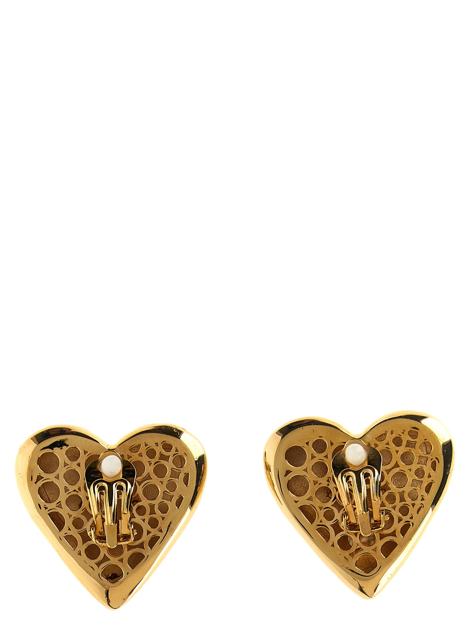 Shop Dolce & Gabbana Logo Heart Earrings In Gold