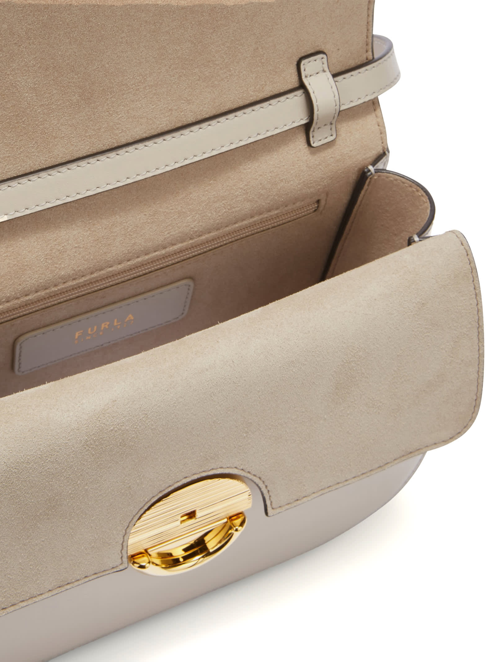 Shop Furla Sfera Vanilla Shoulder Bag In Smooth Leather In Vaniglia