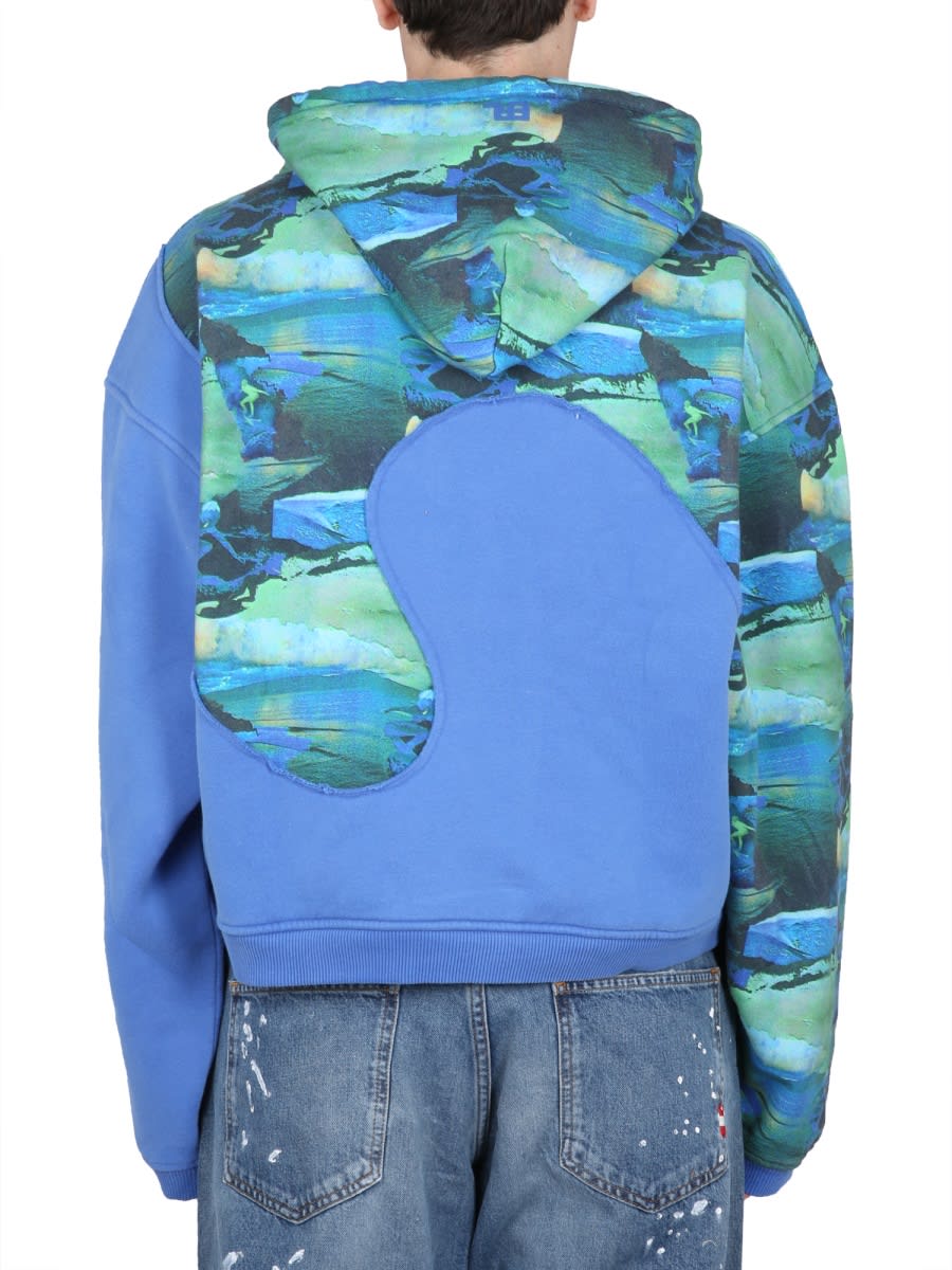 Erl Hooded Sweatshirt Abstract Print In Green