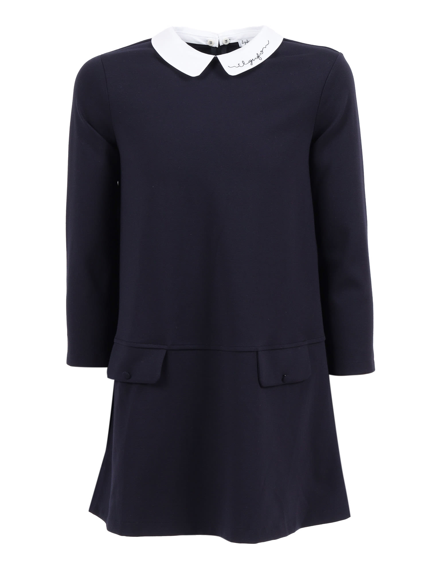 Il Gufo Peter Pan Collar Mini Dress In Blue