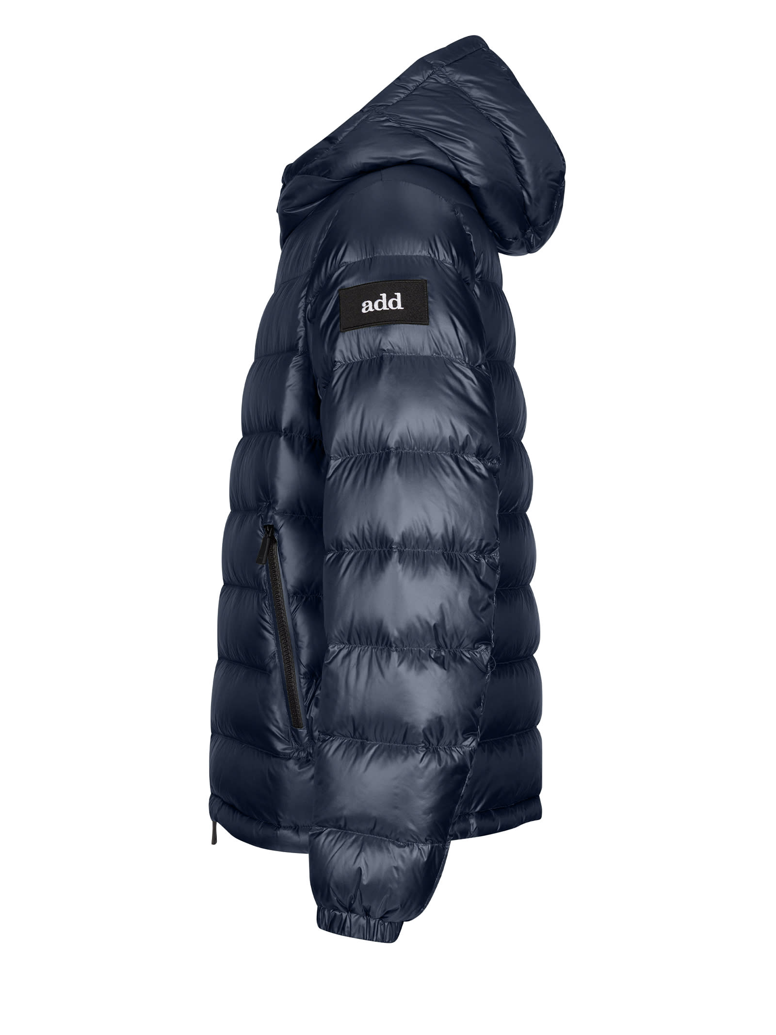 Shop Add Mens Blue Quilted Down Jacket With Hood In Pacific Blue