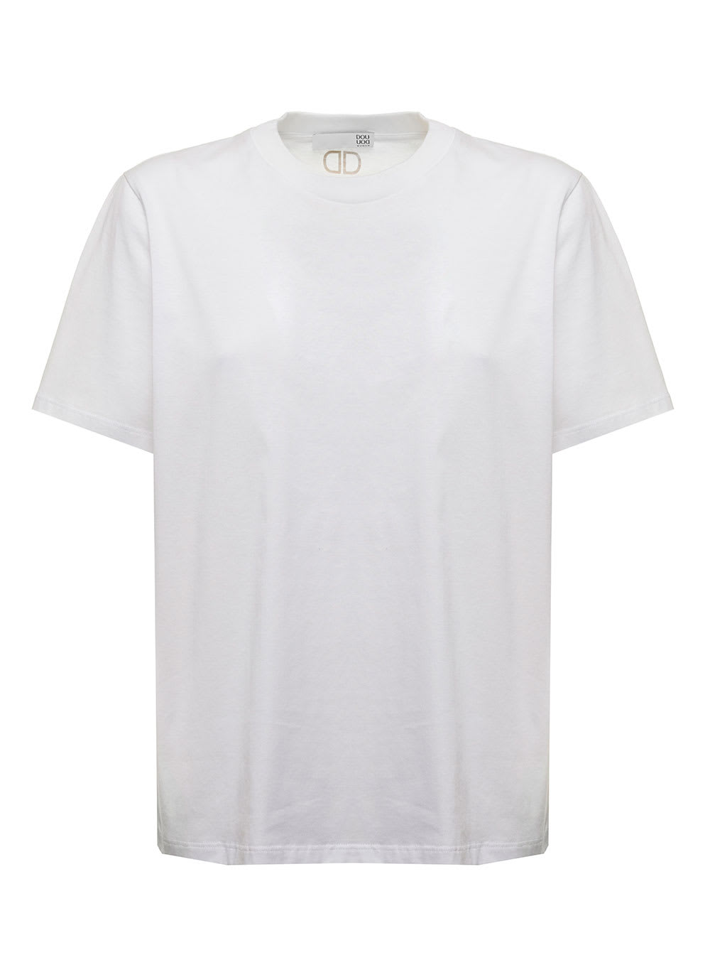 Douuod Womans White Cotton T-shirt With Logo