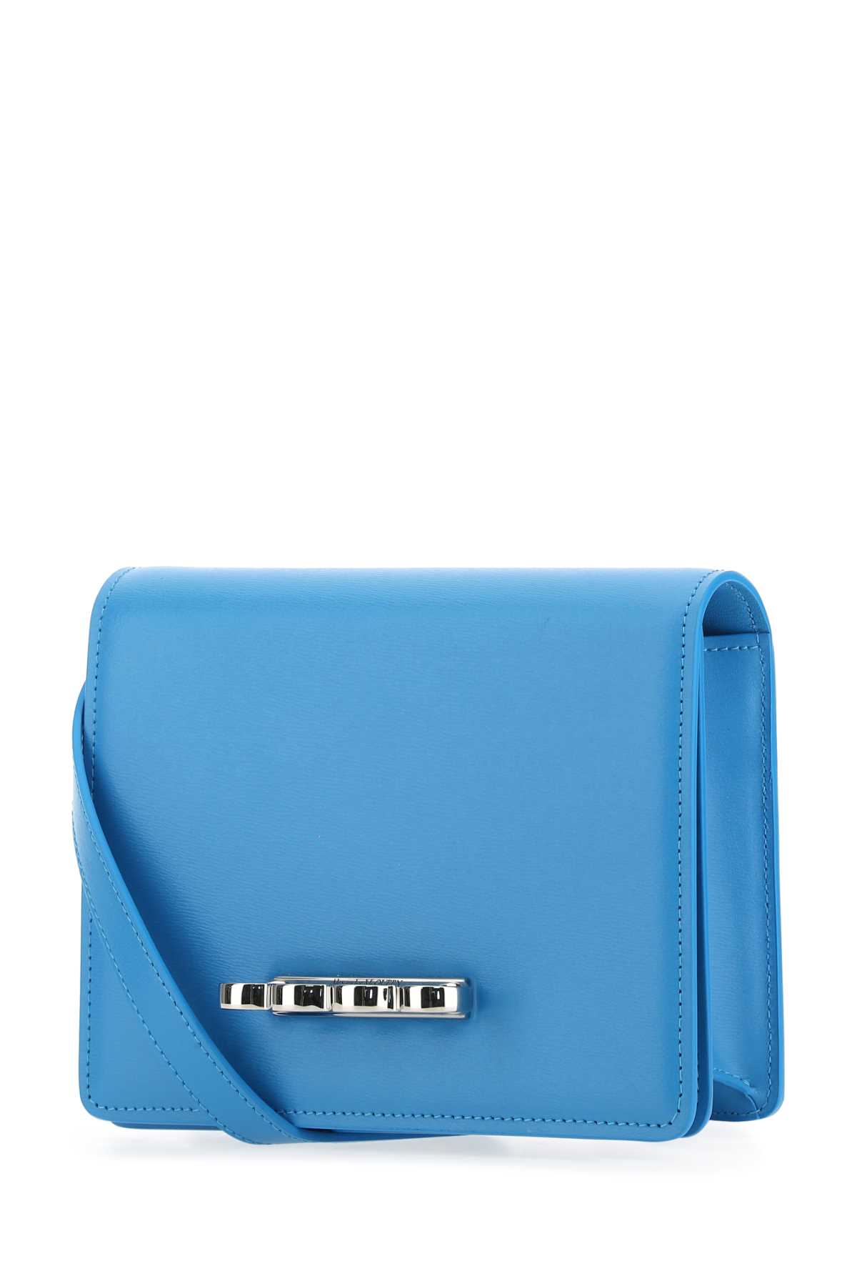 Shop Alexander Mcqueen Light-blue Leather The Four Ring Clutch In 4722