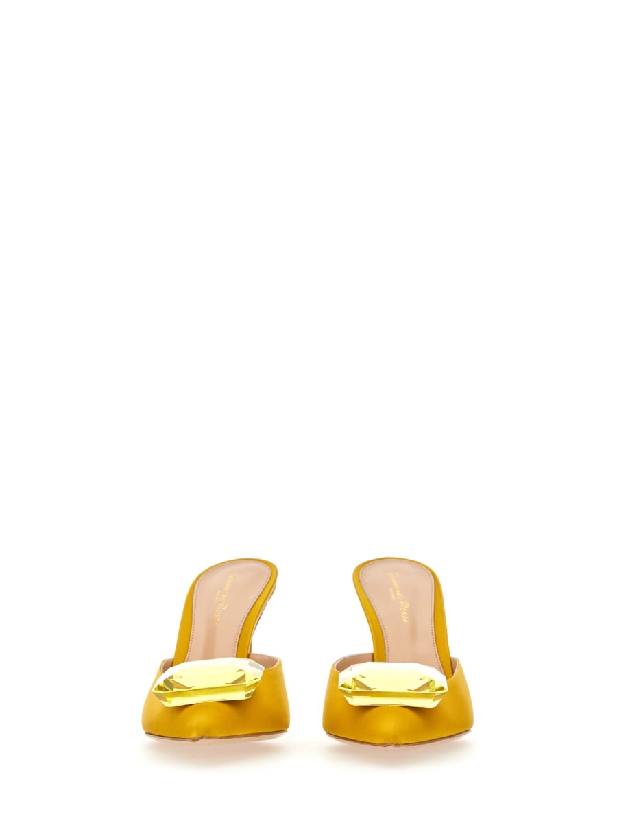 Gianvito Rossi Jaipur 85 Embellished Satin Mules In Yellow