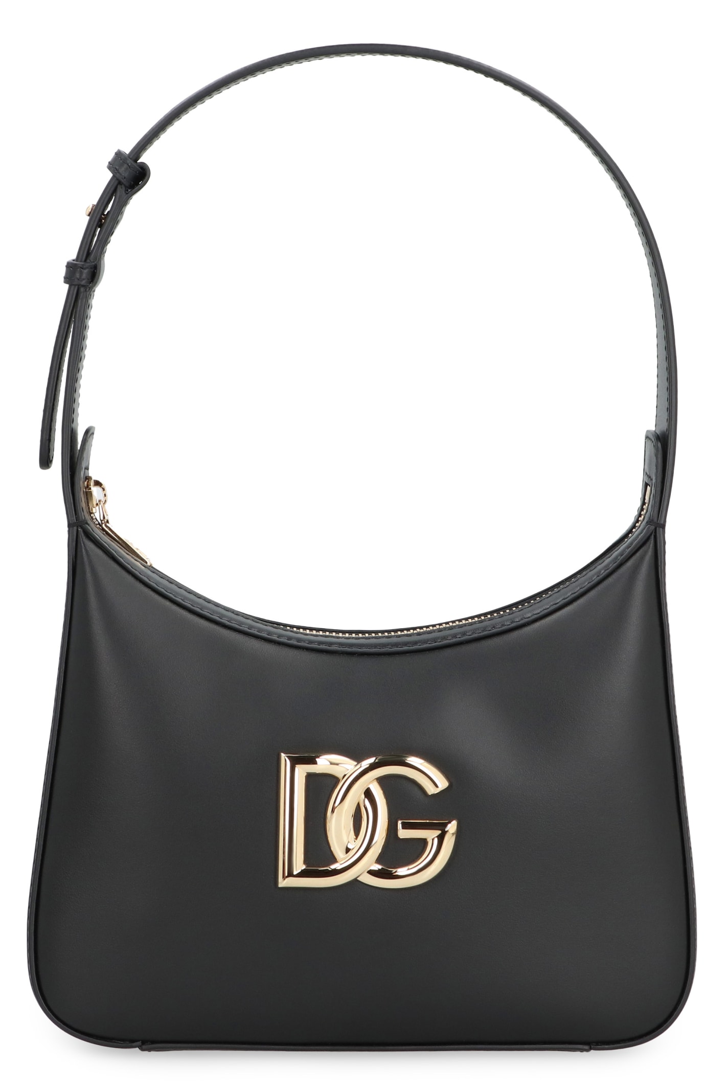 Shop Dolce & Gabbana 3.5 Leather Shoulder Bag In Black