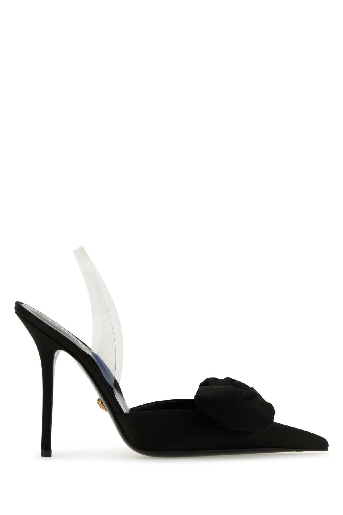 Shop Versace Black Satin Alia Pumps In 1b00v