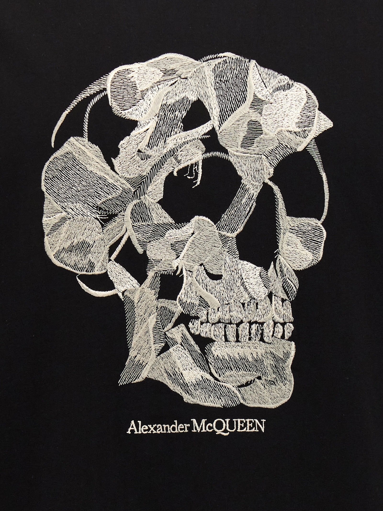 Shop Alexander Mcqueen Embroidery T-shirt In White/black