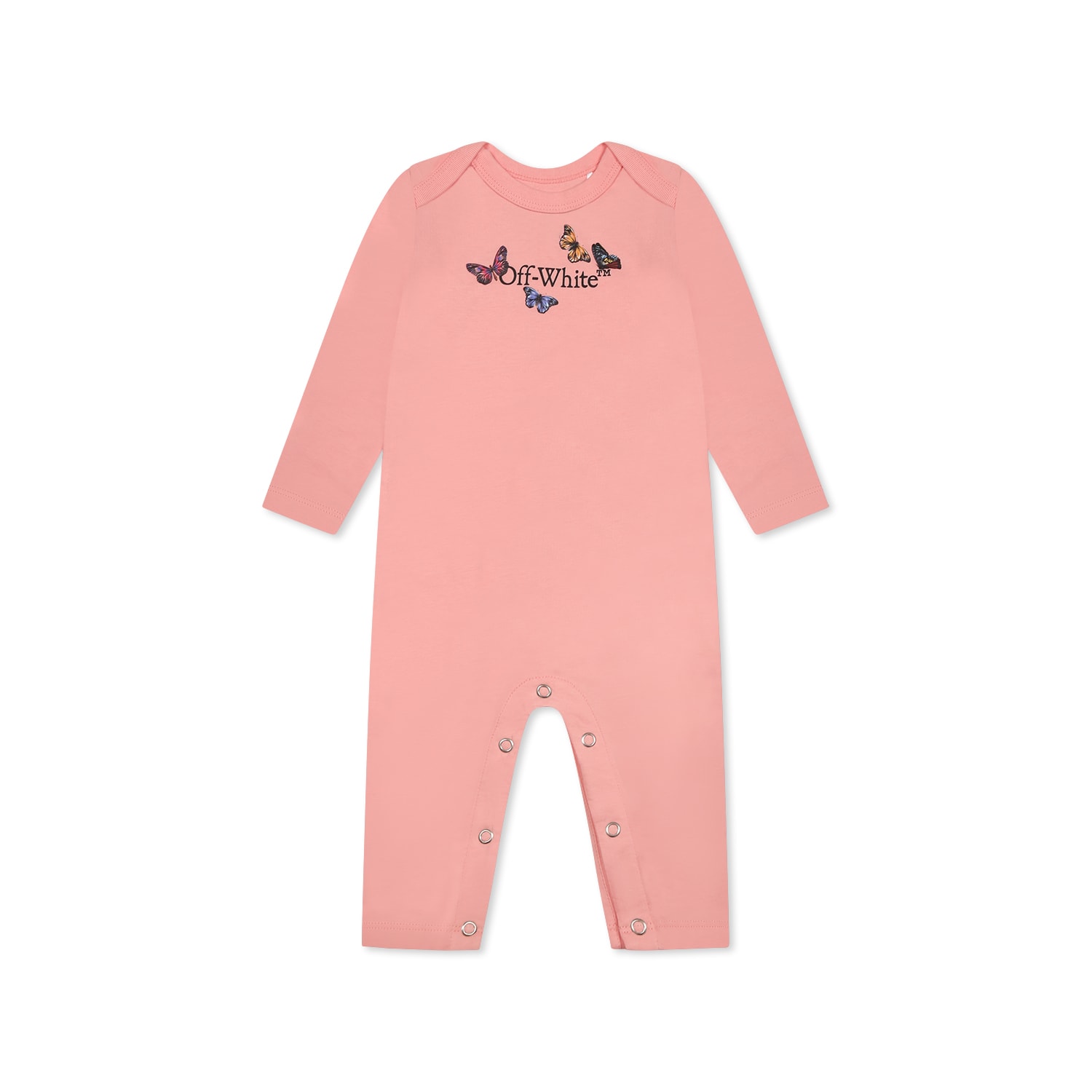 Off-white Pink Babygrow Set For Baby Girl With Logo In Pink