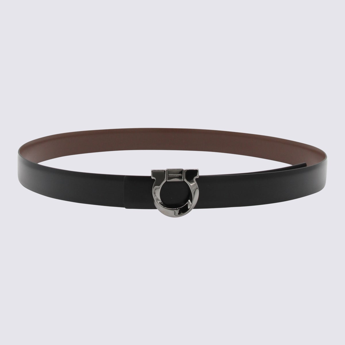 Black And Brown Leather Reversible Gancini Belt