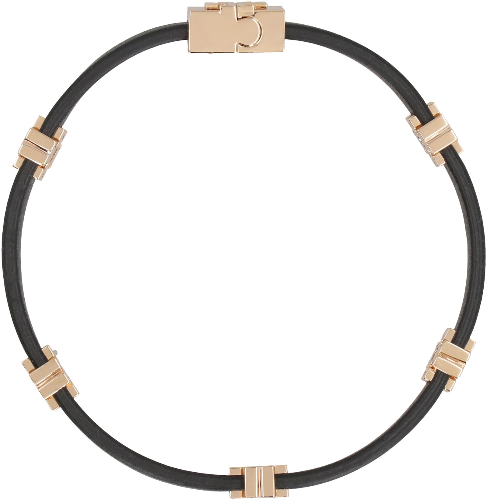 Tory Burch Eleanor Logo Charm Faux Leather Bracelet In Black