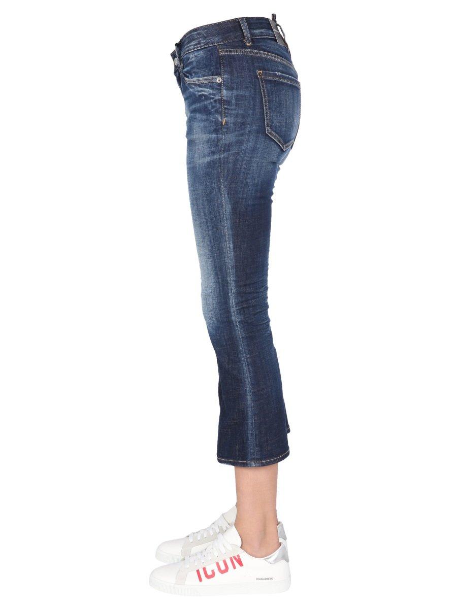 Shop Dsquared2 Distressed Cropped Jeans In Blu Denim