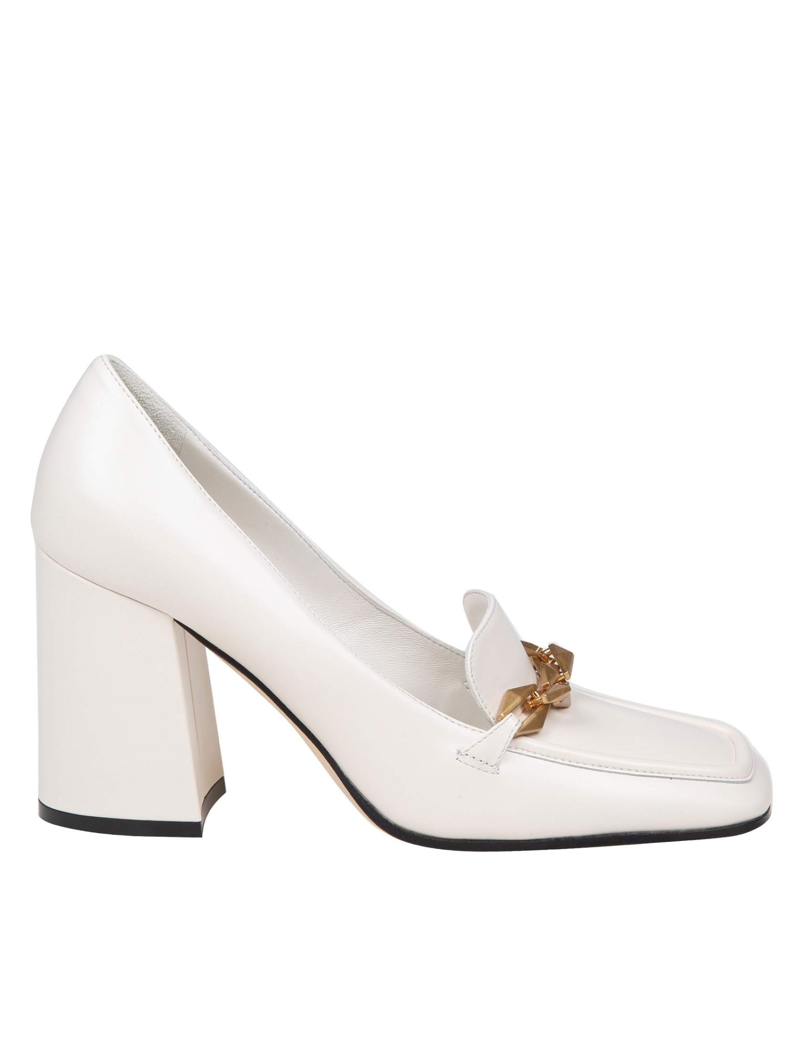 JIMMY CHOO CREAM WHITE LEATHER PUMP 