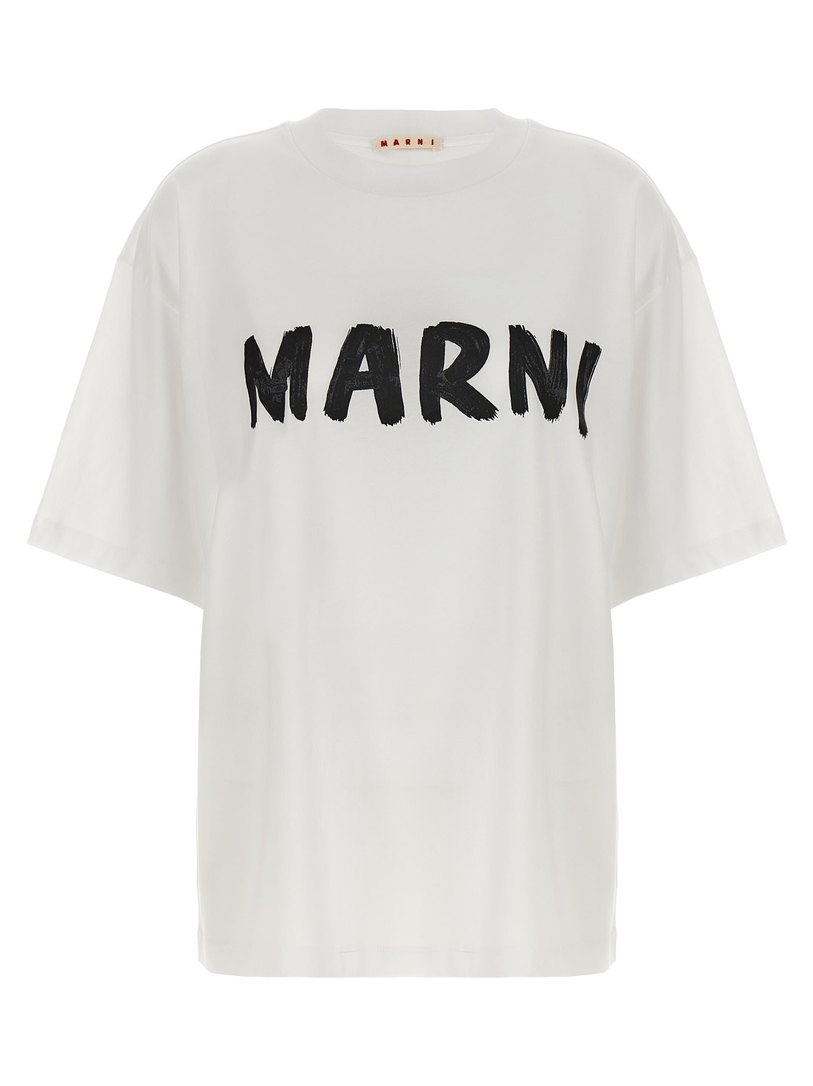 Shop Marni Logo Print T-shirt In White/black