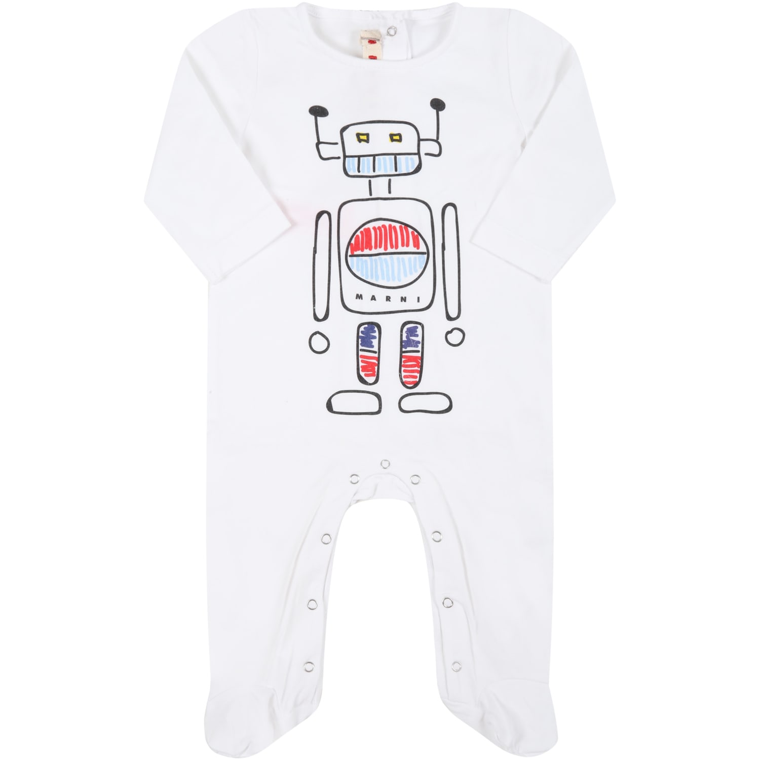 Marni White Babygrow For Baby Kids With Robot