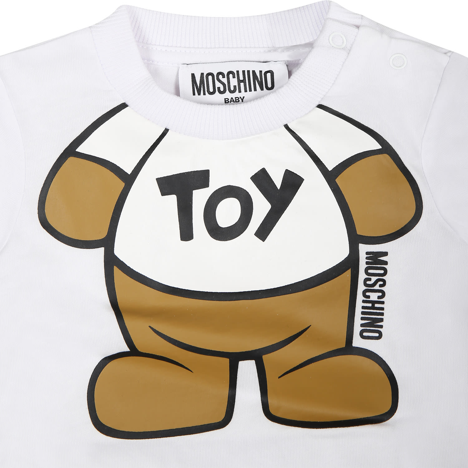 Shop Moschino White Romper For Baby Kids With Teddy Bear
