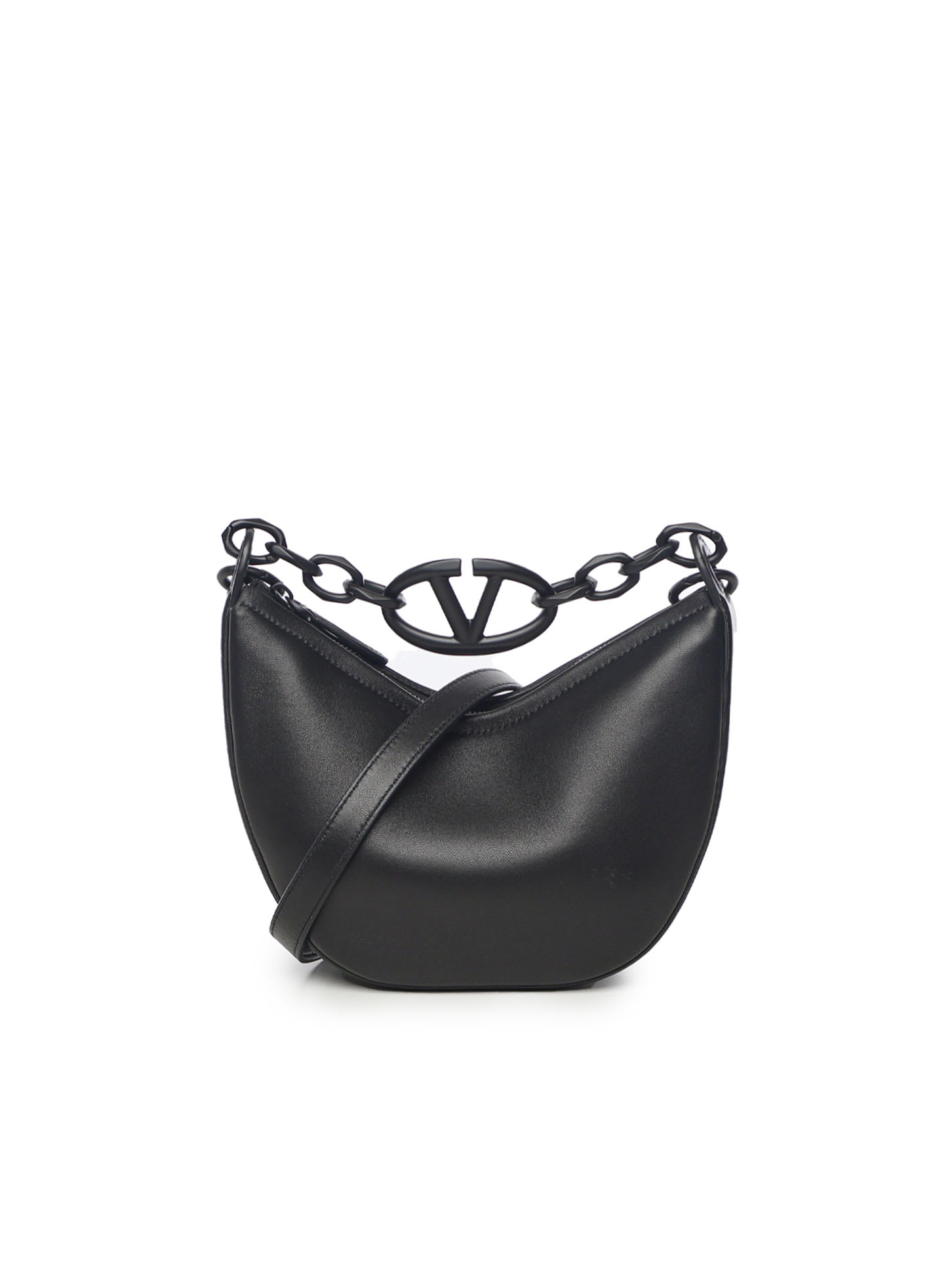 Shop Valentino Vlogo Mini Hobo Shoulder Bag In Black