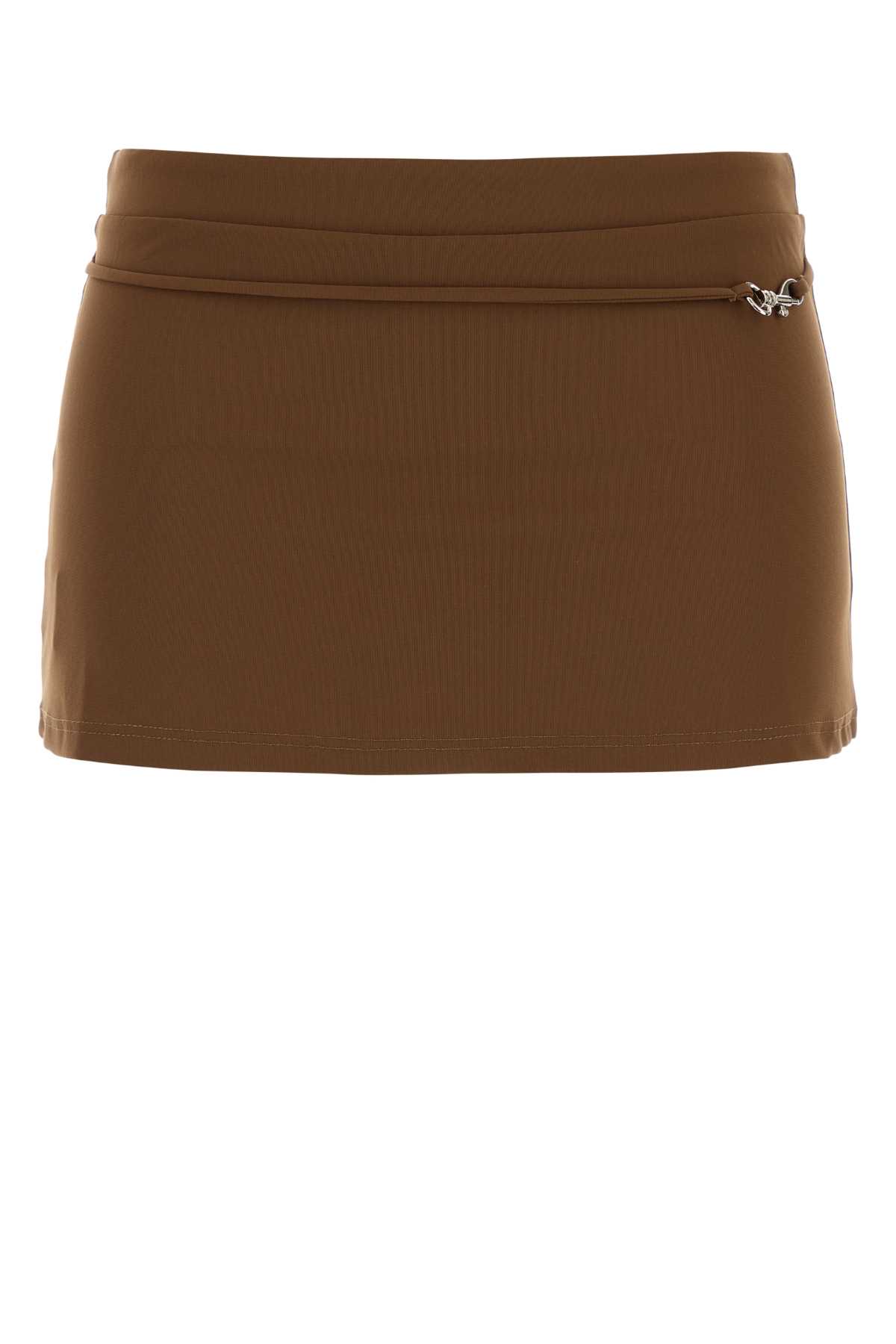Brown Stretch Nylon Carolina Mini Skirt