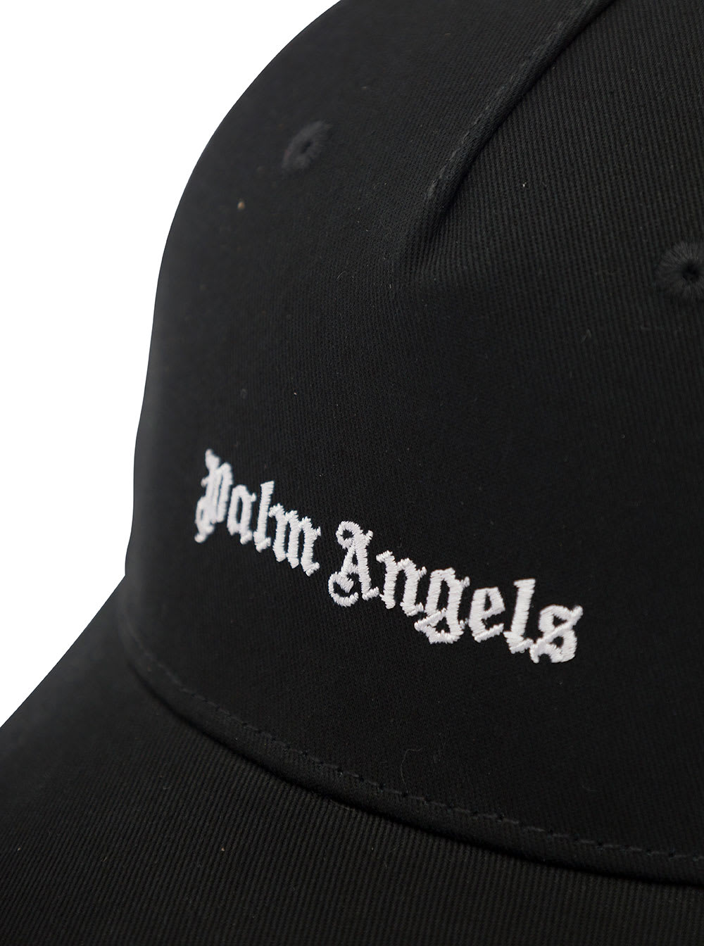 Shop Palm Angels Black Baseball Cap With Logo Embroidery In Cotton Woman