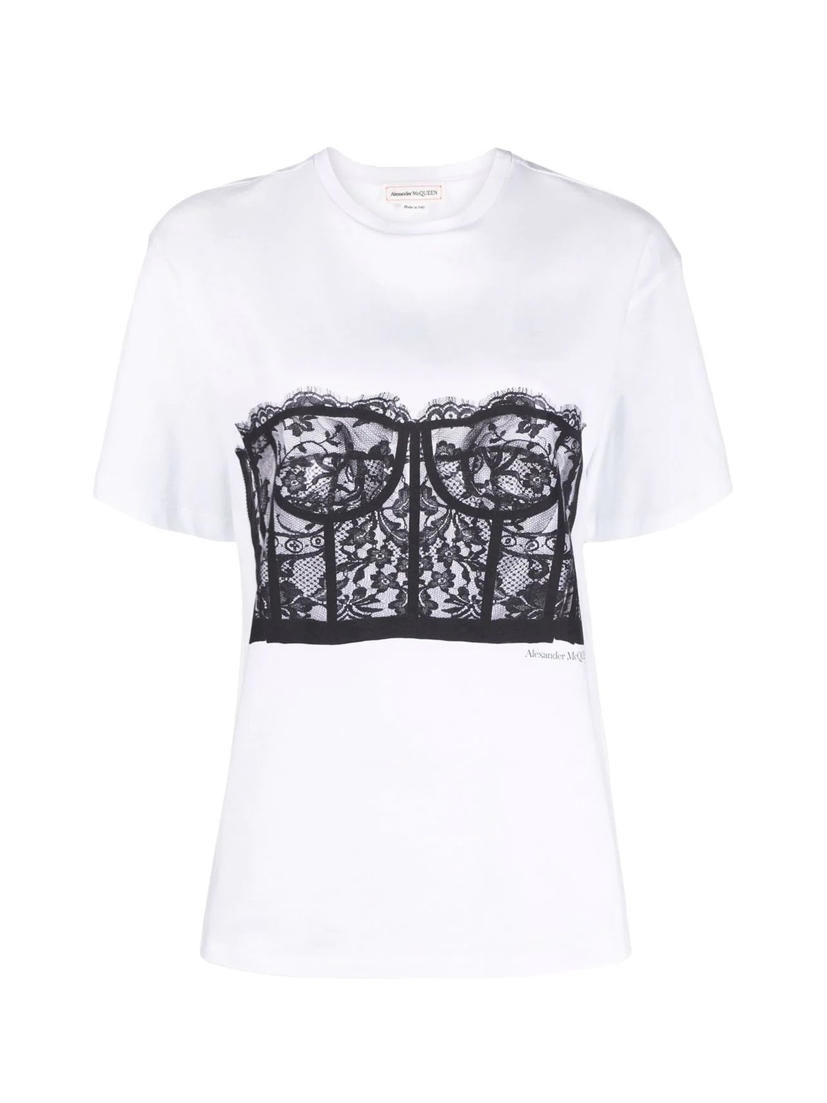 Shop Alexander Mcqueen Co Tshirt Corset Lace T-shirt In White Black