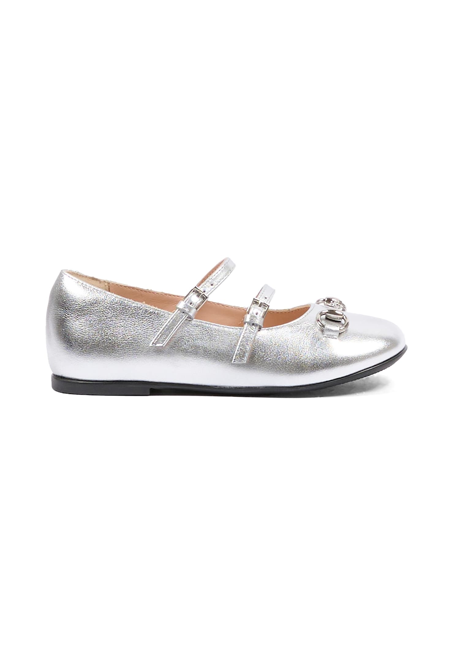 Gucci Ballet Flat With Horsebit In Silver
