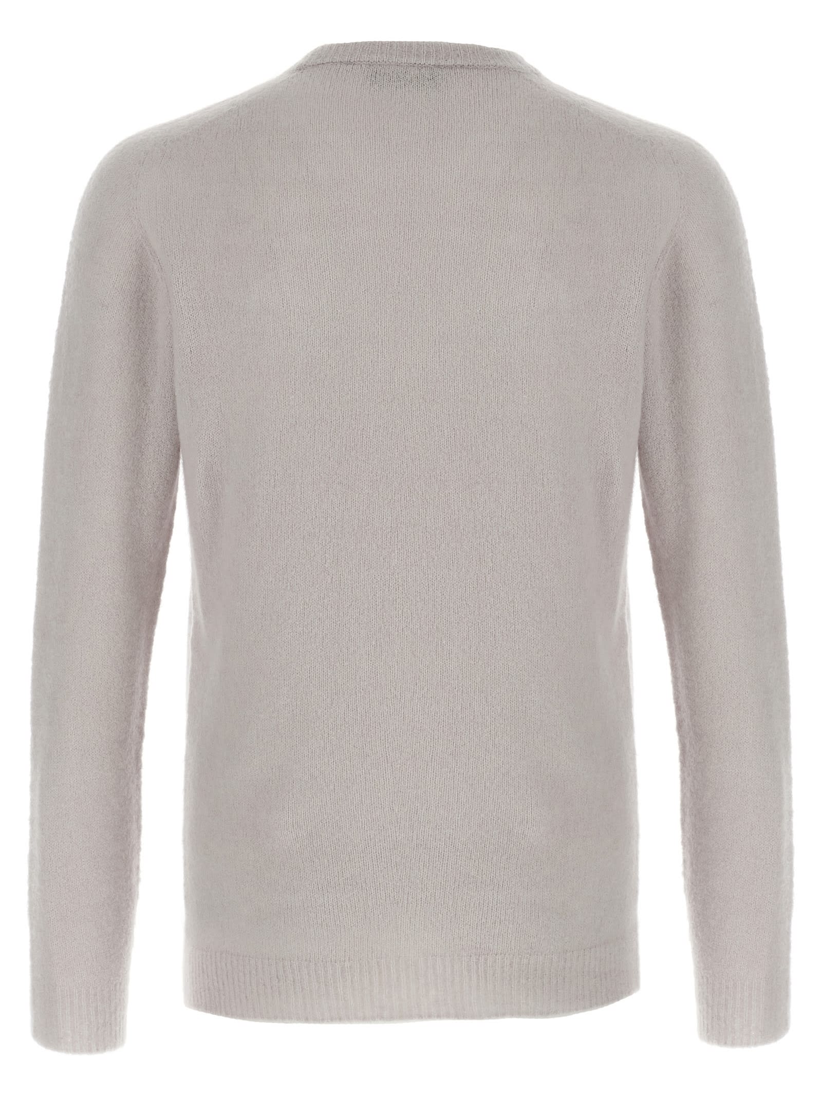 Roberto Collina Cashmere And Silk Blend Sweater With Classic Crew Neck In Neutral