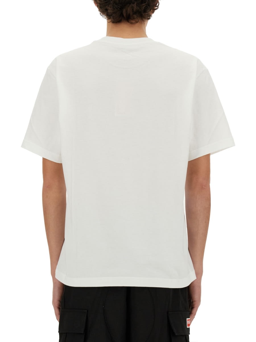 Shop Kenzo Drawn Varsity T-shirt In Blanc Casse