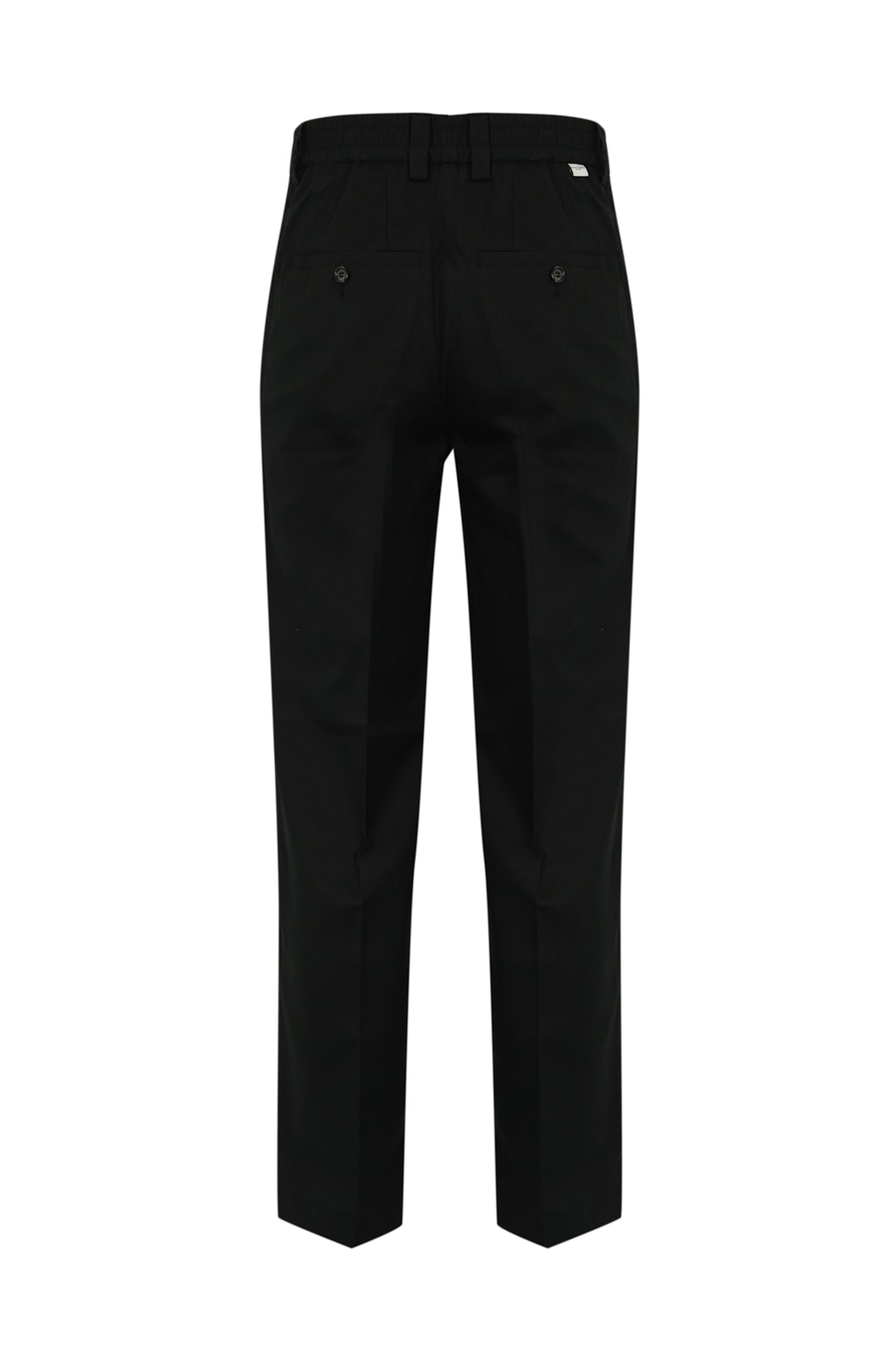 Paolo Pecora Chino Trousers With Pleats In Cotton Blend In Nero