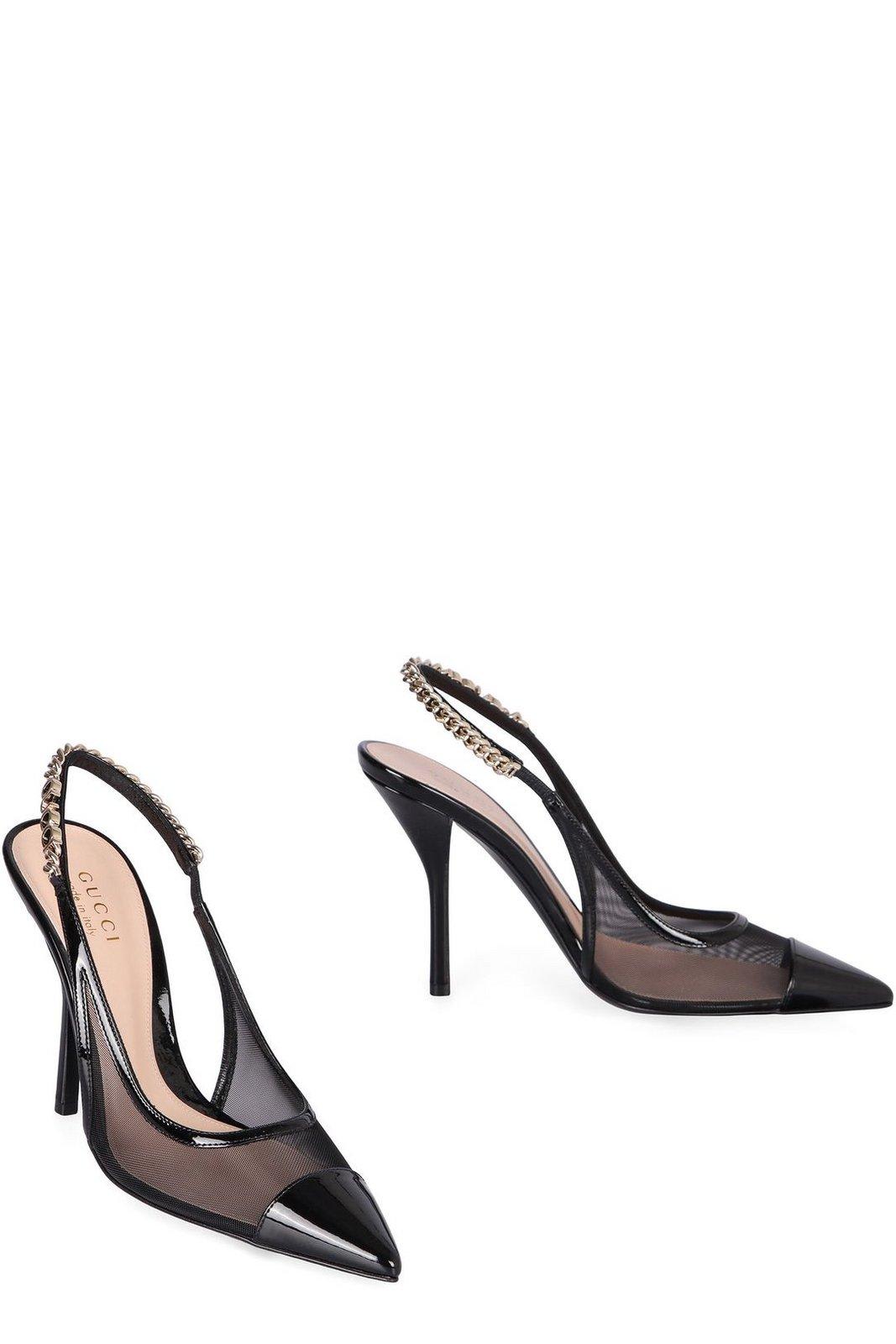 Gucci Slingback-pumps Signoria Aus Mesh Mit Leder