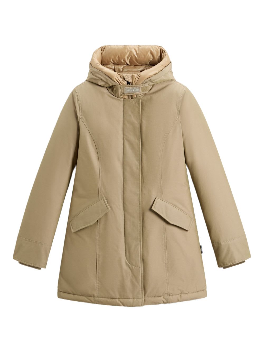Woolrich Insulated Parka With Hood And Pockets In Neutral