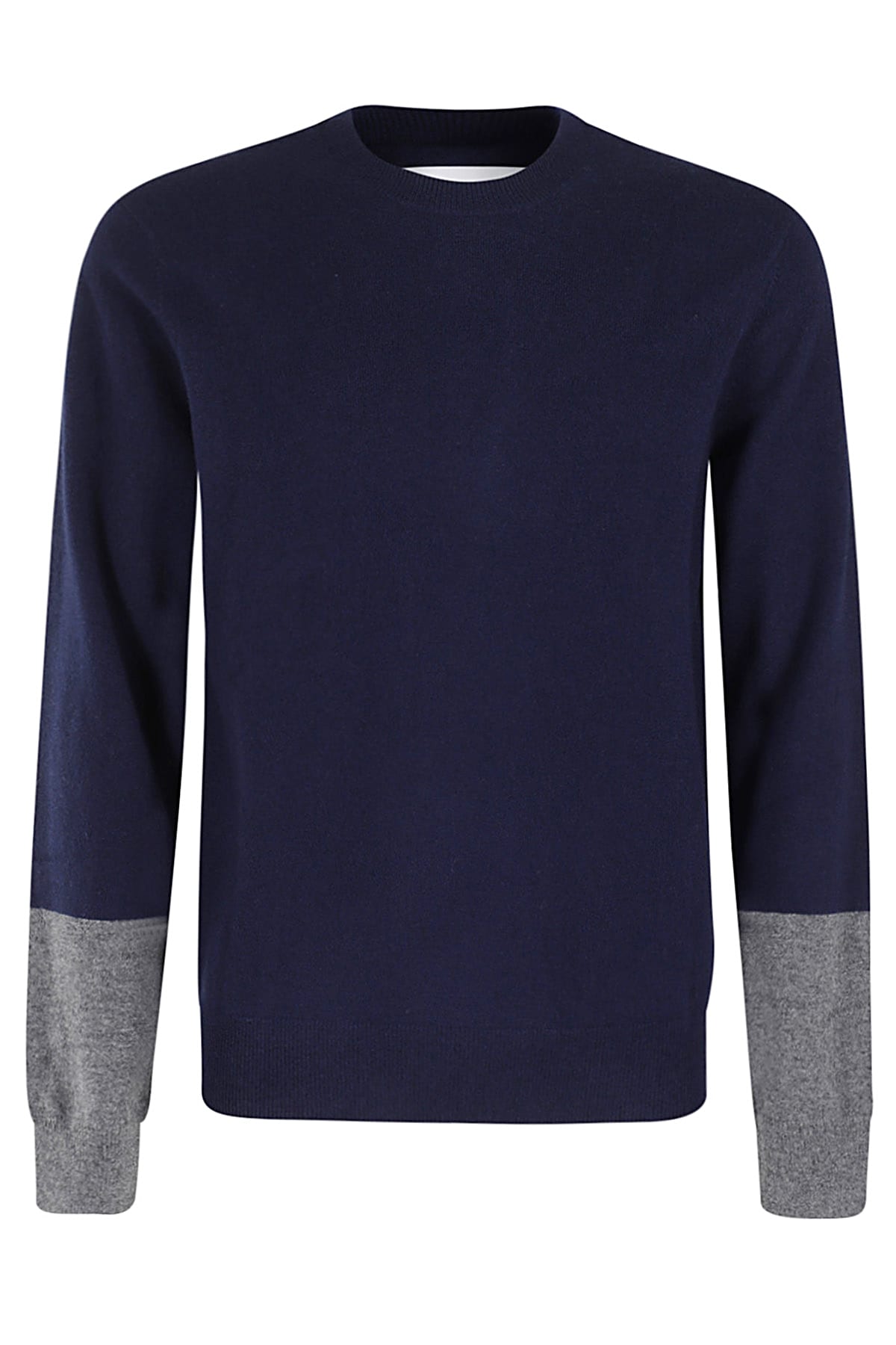 Shop Comme Des Garçons Shirt Pullover Knit In Navy Top Grey