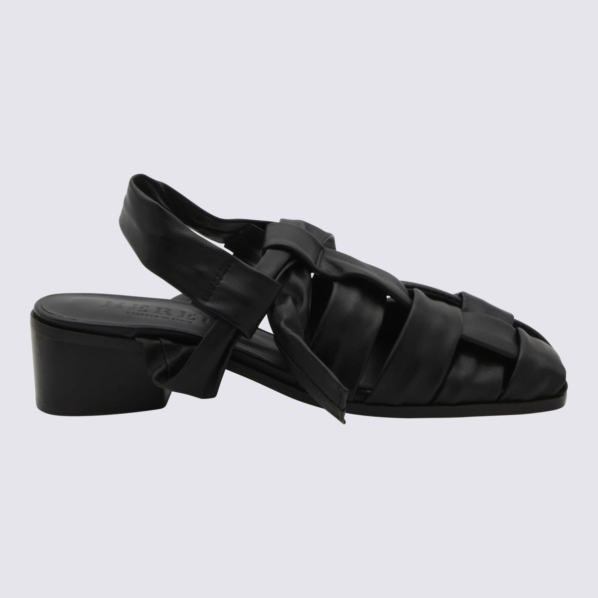 Black Leather Bena Sandals