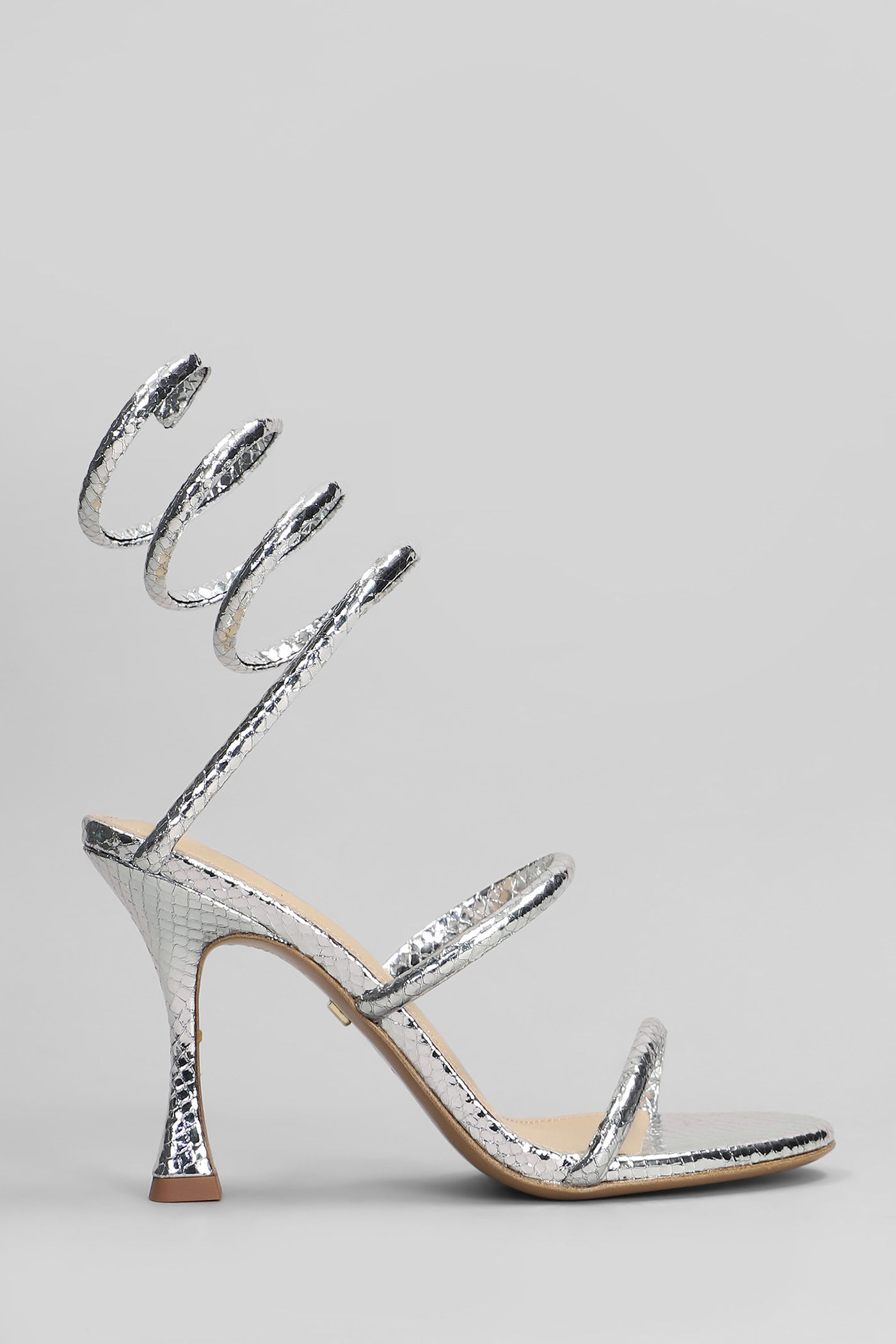 Greta 95 Sandals In Silver Leather