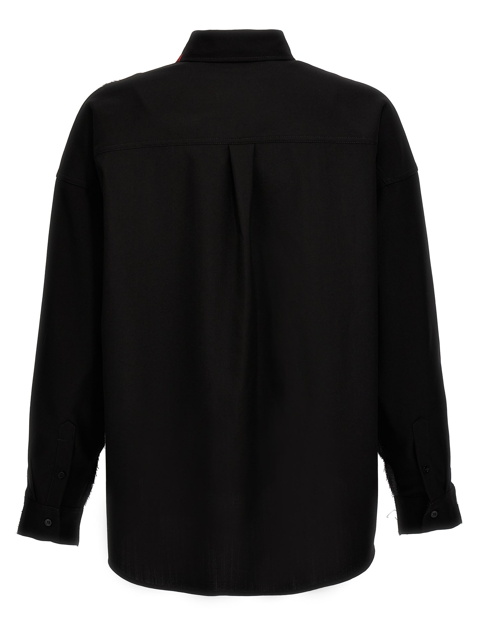 Shop Marni Cool Wool Shirt With Contrast Stitching