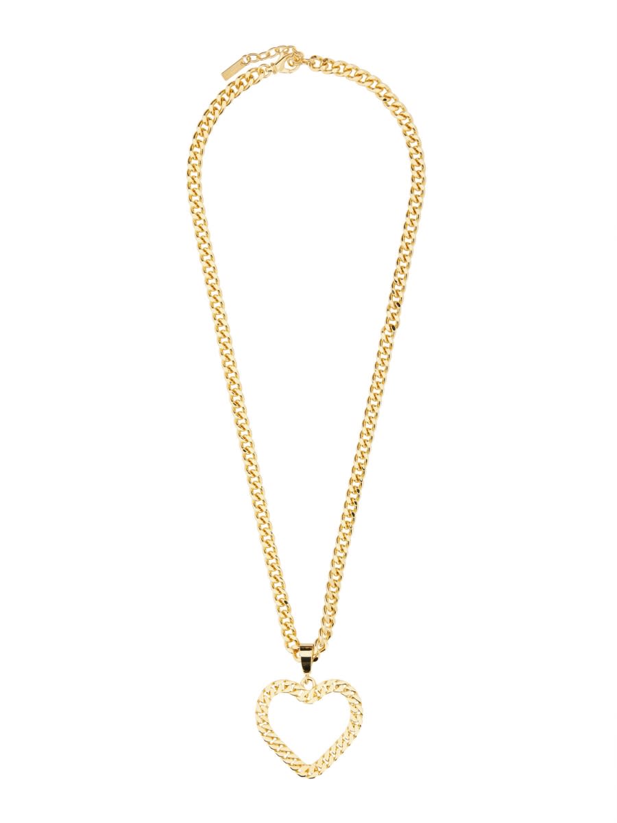 Shop Moschino Chain Heart Necklace In Gold