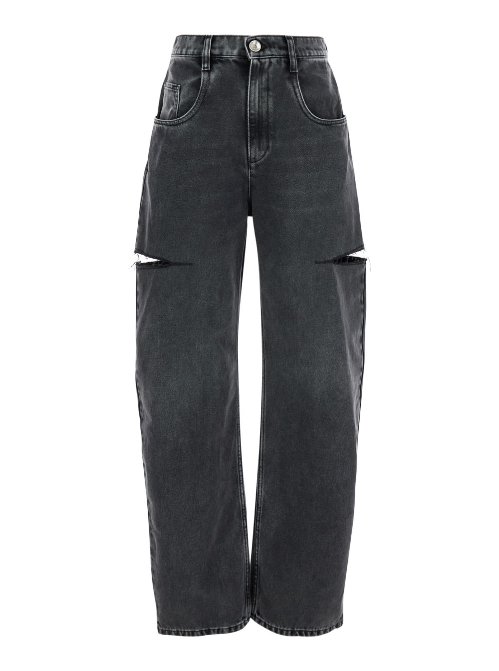 Shop Maison Margiela Black Five-pocket Style Jeans With Rips In Cotton Denim Woman