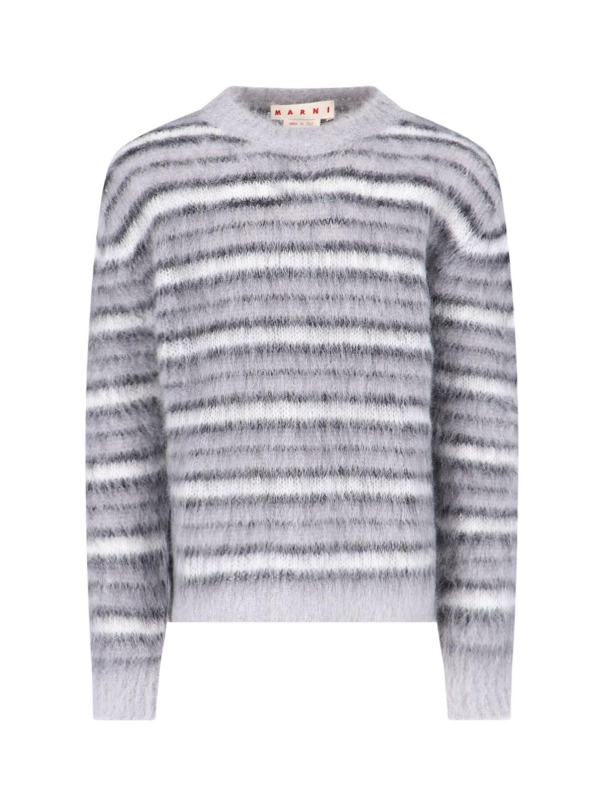 Shop Marni Striped Sweater  In Grey