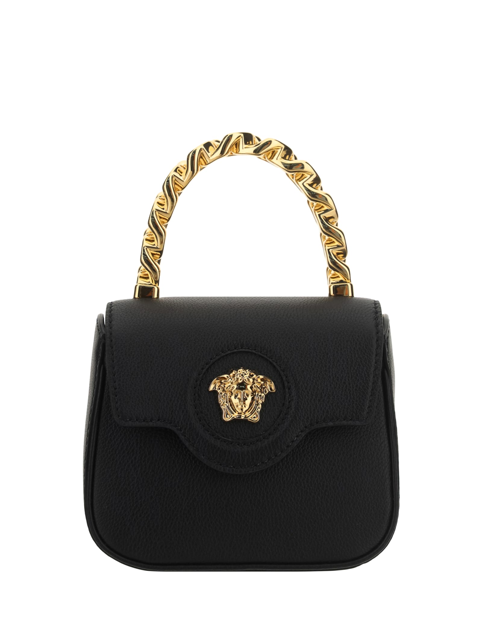 Versace Handbag In Black- Gold