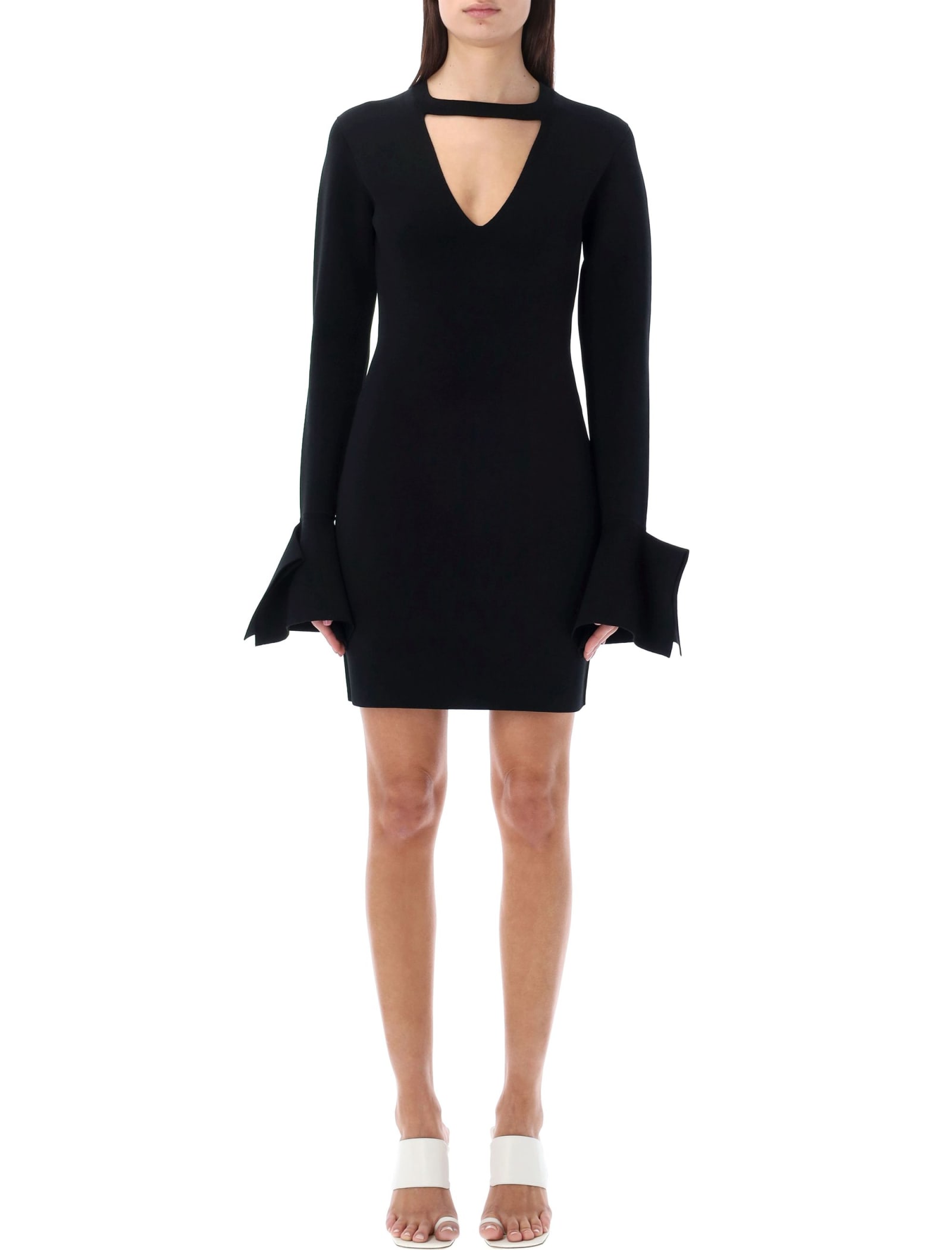 Shop Jw Anderson Ruffle Sleeves Mini Dress In Black