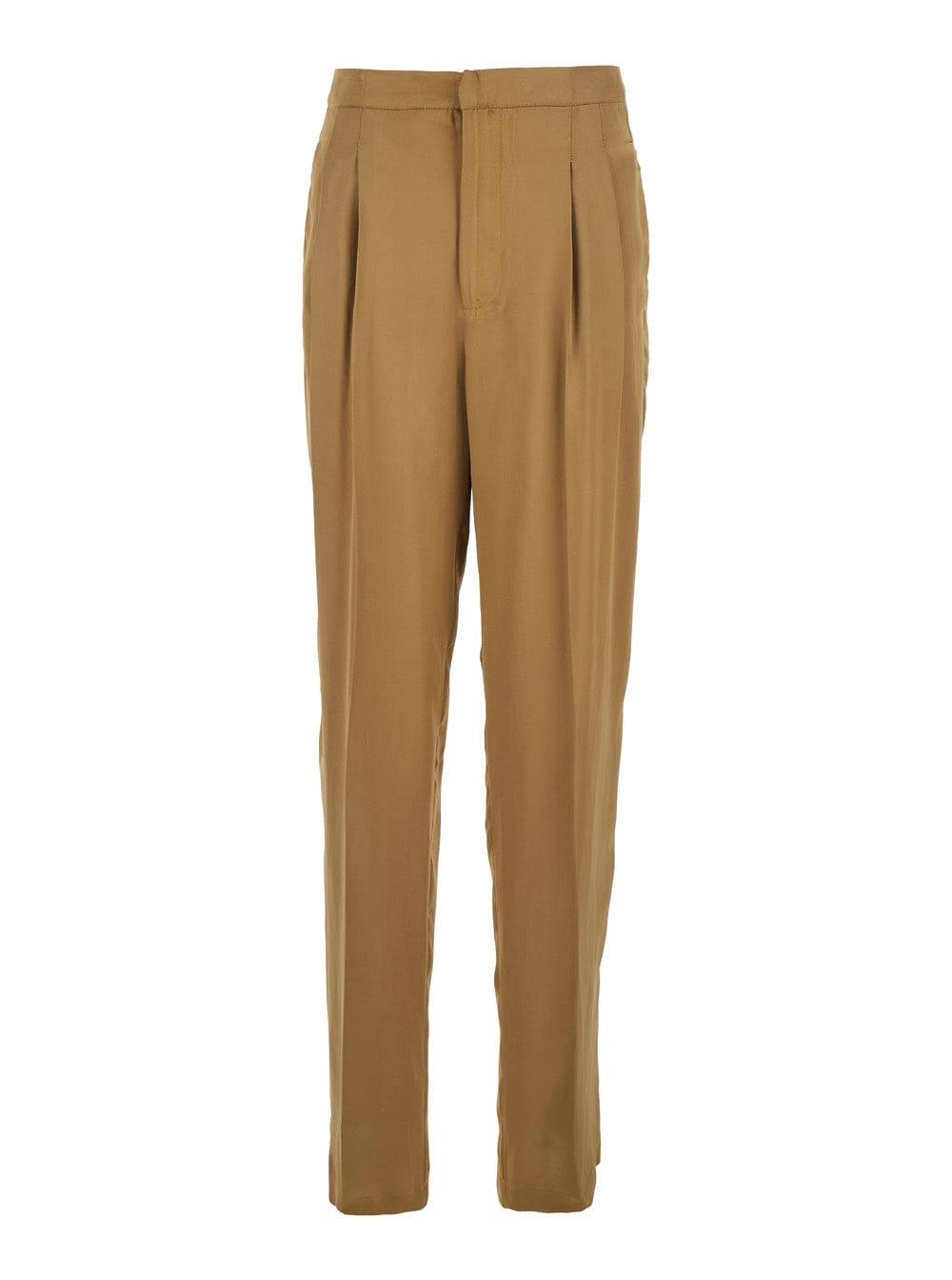 Shop Twinset Beige Pants With Pences And Logo Plaque On The Rear In Viscose Blend Woman
