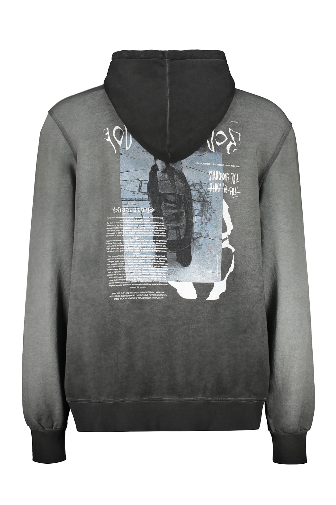 Iso.poetism Graphic-print Hoodie In Grey