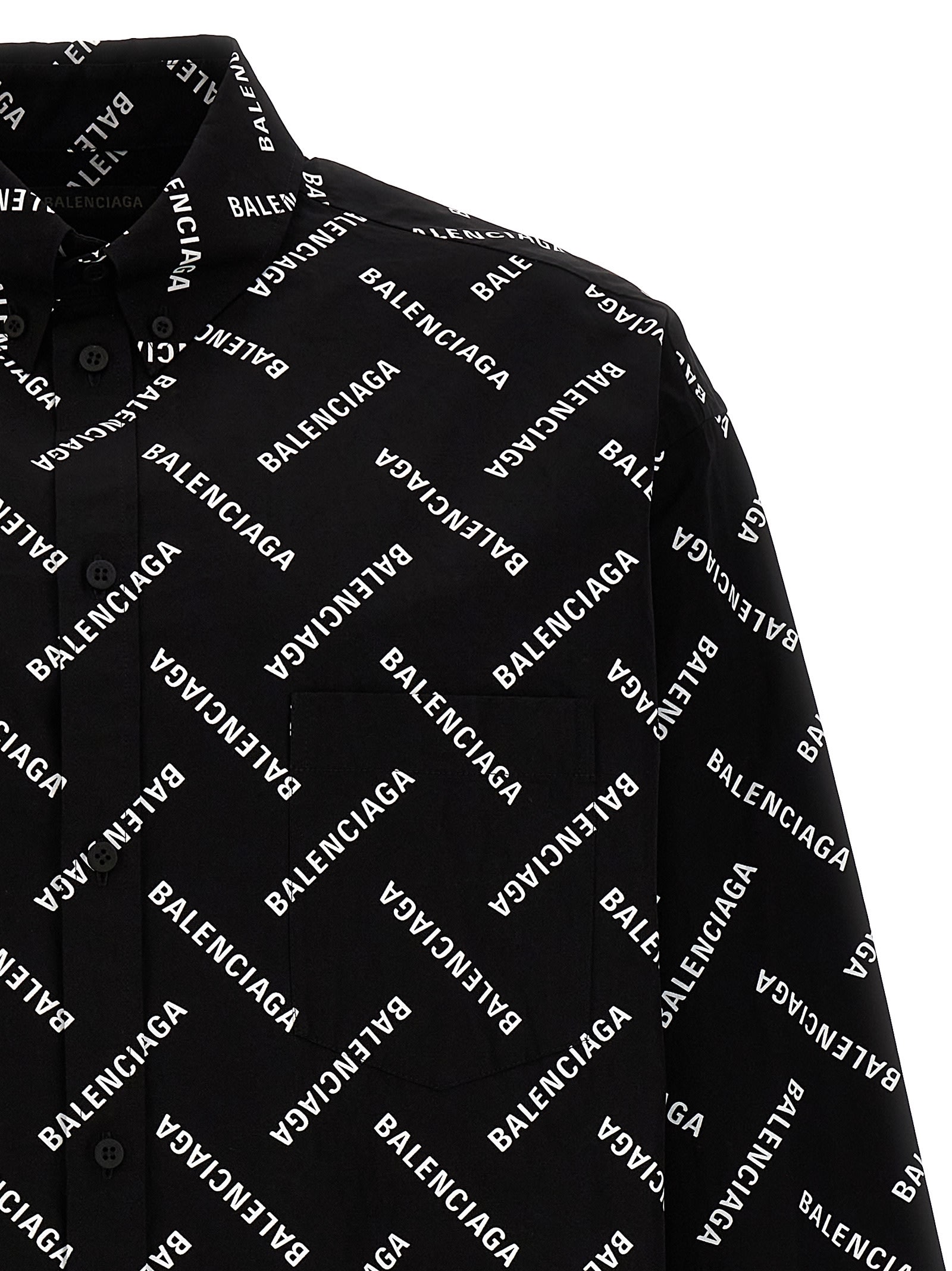 Shop Balenciaga Logo Print Shirt In Black