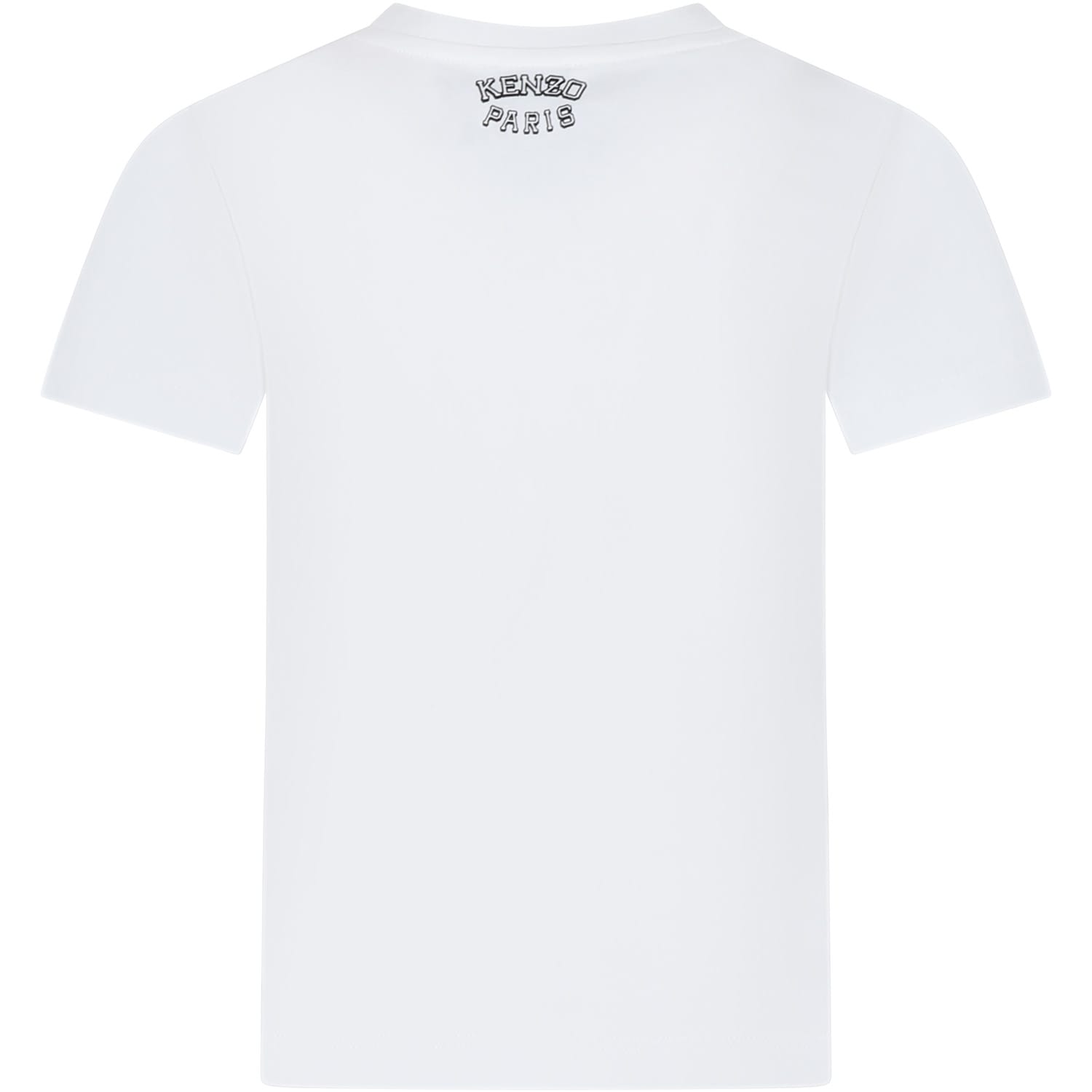 Shop Kenzo Ivory T-shirt For Girl With Iconic Tiger And Logo In White