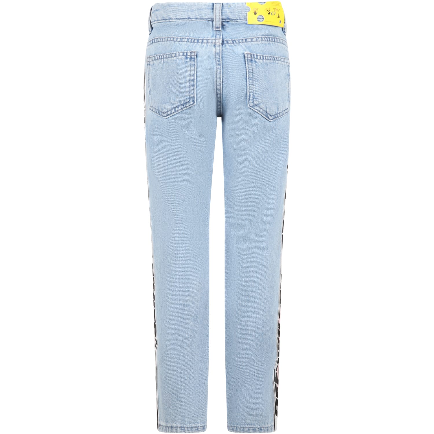 Shop Off-white Light-blue Jeans For Girl With Logo In Denim