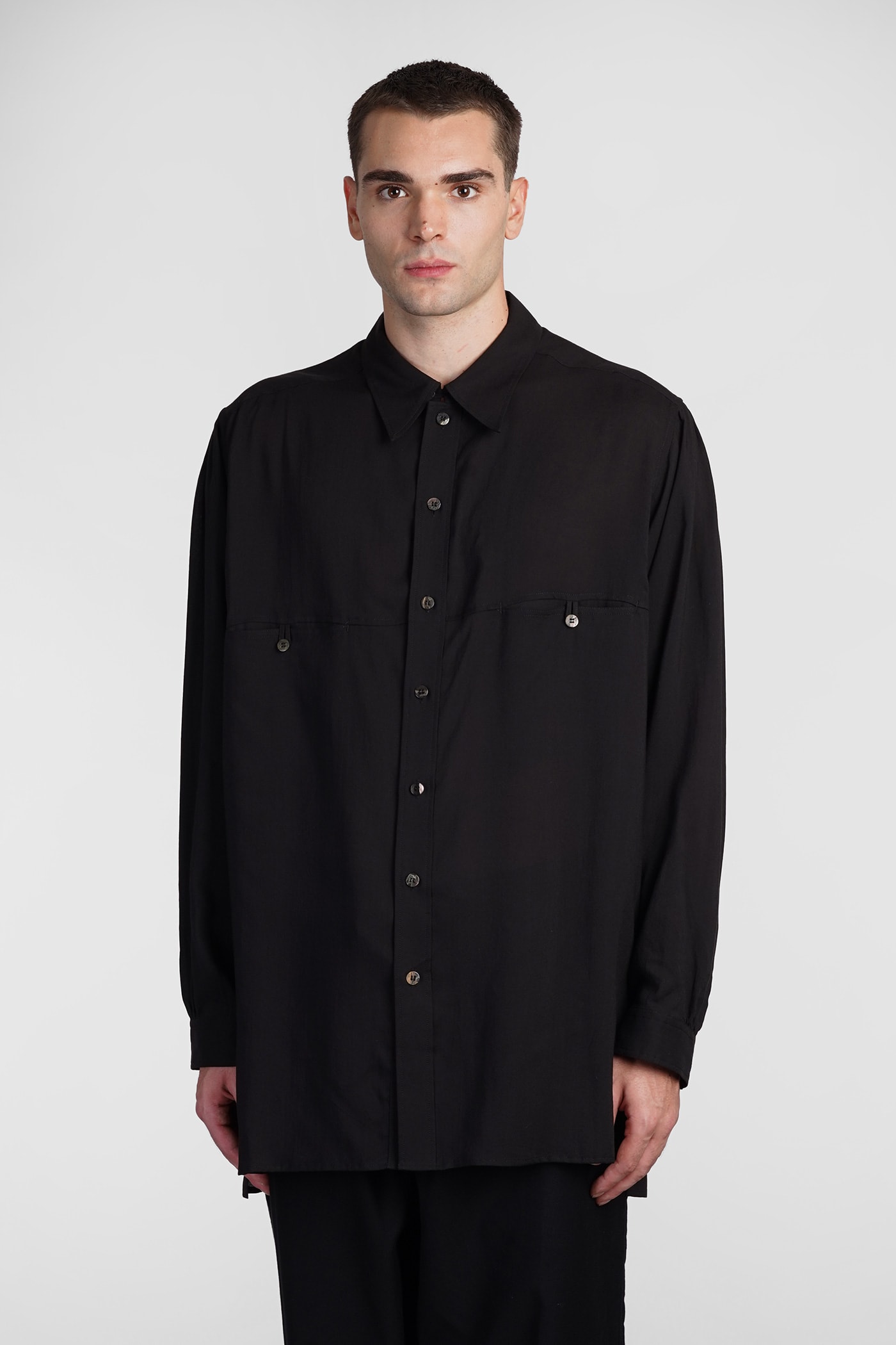 Shop Yohji Yamamoto Shirt In Black Cellulose